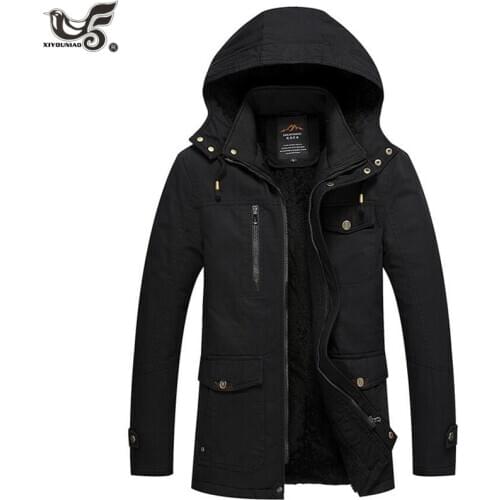 XIYOUNIAO new Mens Casual Parkas coat Washed cotton Winter Jacket Men Hooded Thick Warm Padded Overcoat Man Jaqueta Masculino