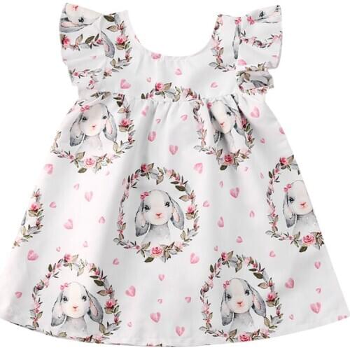 Baby Summer Clothing Easter Toddler Kids Baby Girls Rabbit SleevelesTutu Dress Princess Party Dresses 6M-4T