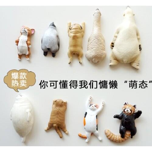 Fridge Magnet Lovely Pet lazy Sleeping position animal Resin magnetic refrigerator magnet sticker Message posted Home Decoration