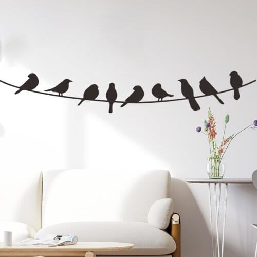 Black Birds on The Wires PVC Wall Stickers Art Design Stickers Home Decoration Wall Decals Glass Window Sticker for Kids Room