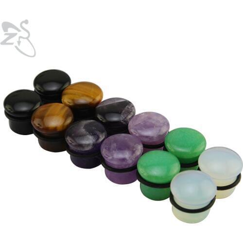 Natural Color Stone Ear Plugs and Tunnels for Men Trendy Stone Ear Gauges Tunnels Plugs Fashion Body Piercing Jewelry