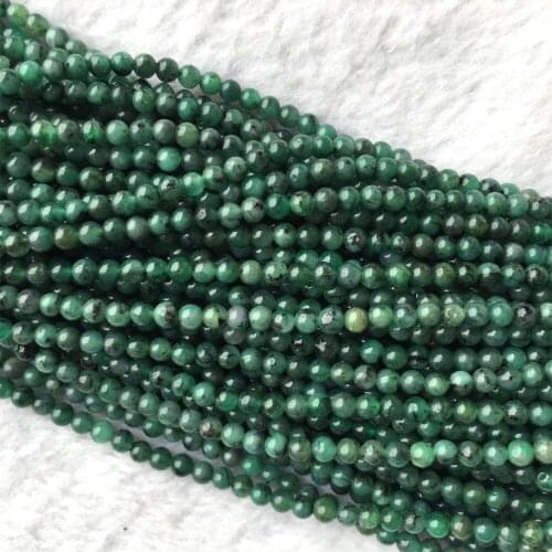 2 Strands Genuine Natural Columbia Emerald Green Semi-precious stones Round Beads 15"