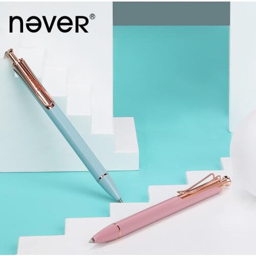 Never Extremely Simple Metal Pen 0.5mm Black Press Gel Ink Pens Gift Box Package Office Accessories School Stationery Supplies