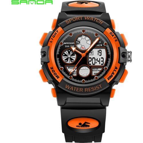 2019New Men Sports Watch Plastic Strap Double Display Luminous Waterproof Multi-function Mens Electronic Watch RelogioMasculino