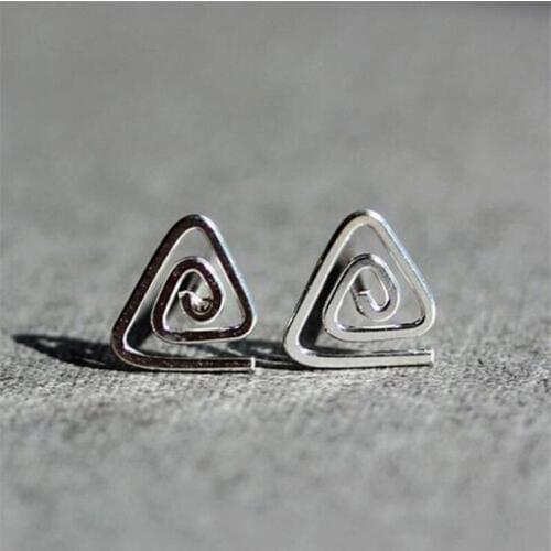 New Creative Geometry Fashion Exquisite Simple 925 Sterling Silver Jewelry Triangle Spiral Female Stud Earrings SE155