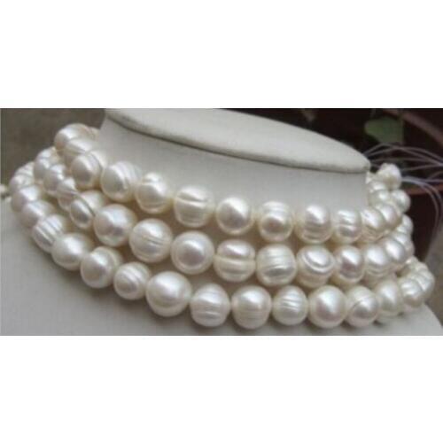 REAL ELEGANT AAA 12-13MM SOUTH SEA WHITE NATURAL BAROQUE PEARL NECKLACE 51"