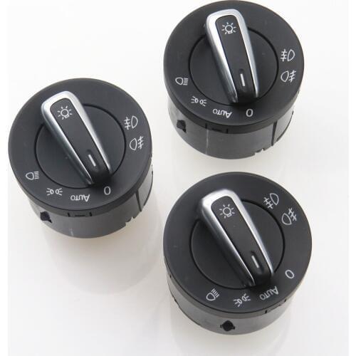 FHAWKEYEQ 3x Chrome Auto Headlight Switch Headlamp Button Control For VW Golf MK5 MK6 GTI Jetta 5 6 Tiguan Rabbit Passat B6 3C