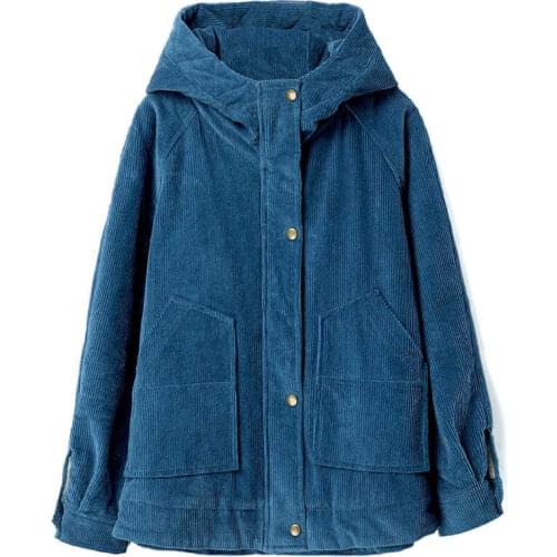 Plush corduroy jacket womens short 2020 spring and autumn new casual ladies loose hooded warm jacket L13