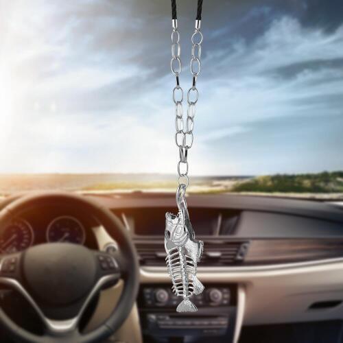 Auto Ornaments Car Pendant Lucky Rise To Fish Skeleton Interior Rearview Mirror Decoration Hanging Decor Car Accessories Gifts