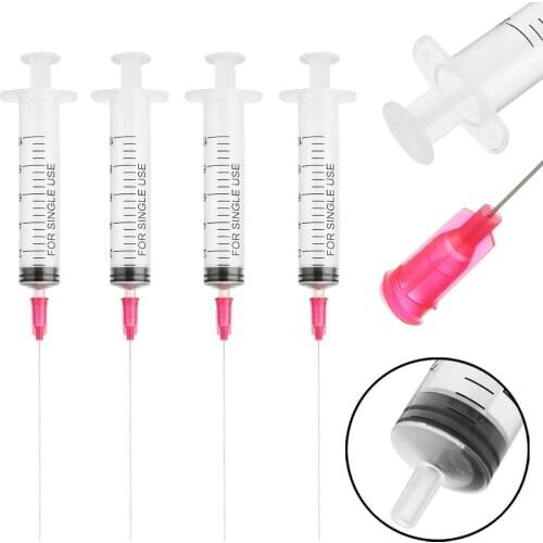 4pcs/set 10ml Clear Syringe Transparent Injection Syringe with 4pcs Blunt Needle for Home Office Refill Ink Cartridges