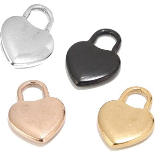 Silver/gold/black/rose gold color Stainless Steel Lock Charms Pendant Jewelry Making Findings
