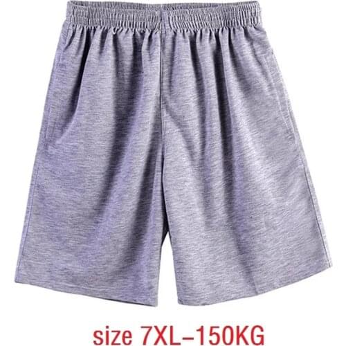 Large size 6XL 8XL 10XL summer men cotton shorts soprts big sales cheap Comfortable soft oversize loose shorts 150KG gray 66 68