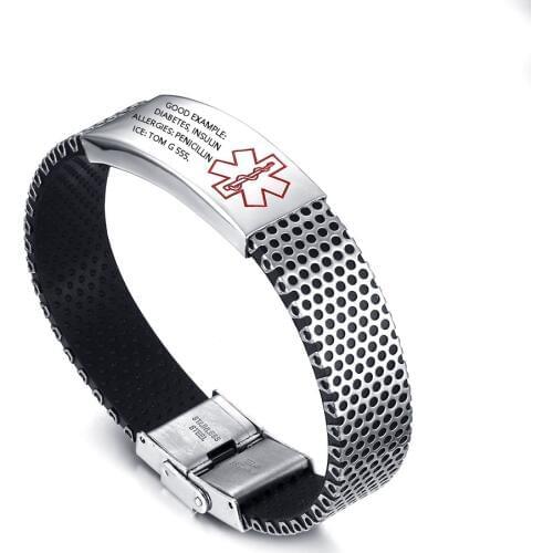 Personalized Engraving Medical Alert ID Bracelet Bangle For Men Diabetes Stainless Steel Silicone Wristband Emergency Jewelr
