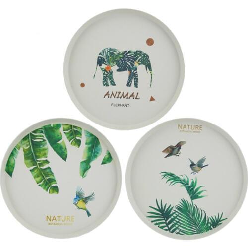 Elephant Kingfisher Bamboo Fiber Hotel Burger Fries Tray Round Health Household Candy Dish Lunch Plate Dinner Plates Food Plate