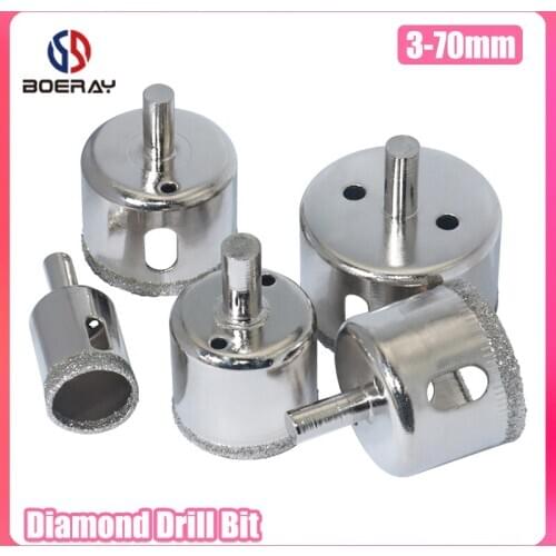 Boerray 3-70mm Drill Bit Diamond Coated for Glass Tile Marble Ceramic Hole Saw Drilling Multi Size Diamond Core Bit