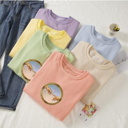 Crewneck Sweatshirt Vintage Aesthetic Pullover Harajuku Oversized Hoodie Ulzzang Clothes Female Fleece Cotton Pullover Women