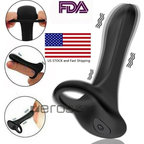 US Vibrating Cock/Penis Ring DP Clit Rechargeable Couple Vbrator USE Lubricant