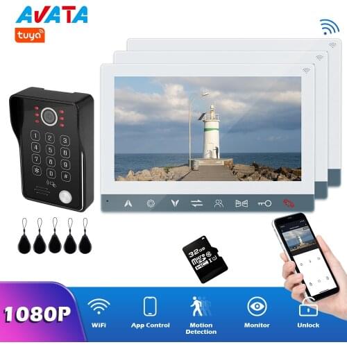 Tuya WIFI Intercom System Smart Life 3 Video door phone With 1 Video Doorbell Camera 1080P With Keypad RFID Password Unlock IP65