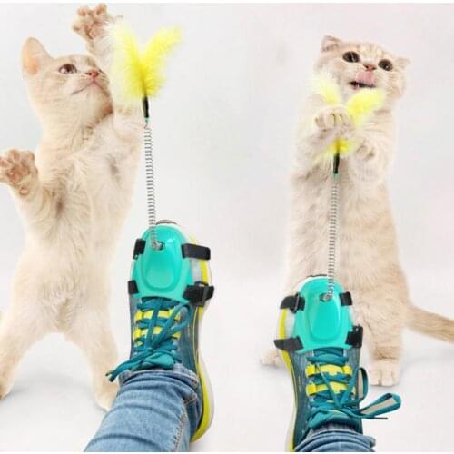 Funny Cat Teaser Stick Plastic Feather Wand Interactive Toy Kitten Accessory Pet Products Cat Supplies Toys