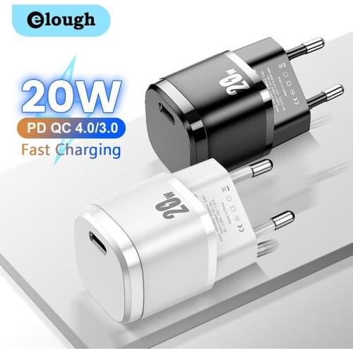 Elough USB C Charger 20W PD Charger Type C Quick Charge 4.0 AFC FCP Mini Fast Charging Adapter For iPhone 11 12 Xiaomi Poco X3