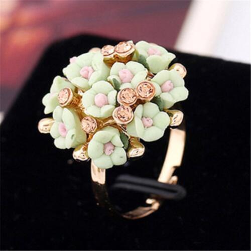 Charm Wedding 7 Colors Rose Flower Rings For Women Statement Jewelry Adjustable Size Gold Color Alloy Ring Welcome Wholesale