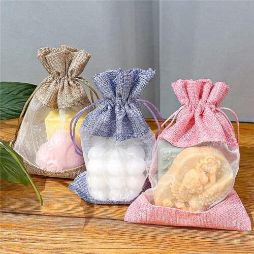 1/5pcs 10x14/13x18cm Cotton Linen Drawstring Pouches Wedding Party Christmas/Wedding Gift Bags Jewelry Packaging Display Bag