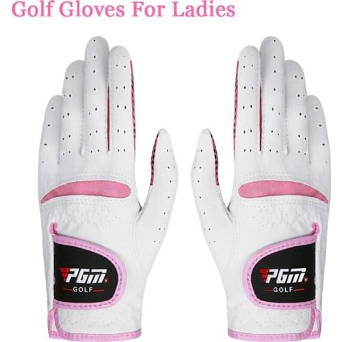 1 pair Golf Gloves For lady woman Sheepskin genuine leather Pink White For Golf sport non-slip Velcro design professional New