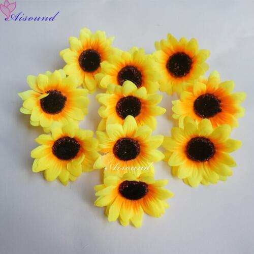 100pcs 7cm Artificial Silk Sunflowers DIY Crafts Autumn Flowers Wedding Decor Small Daisy for Event & Party Supplies flores