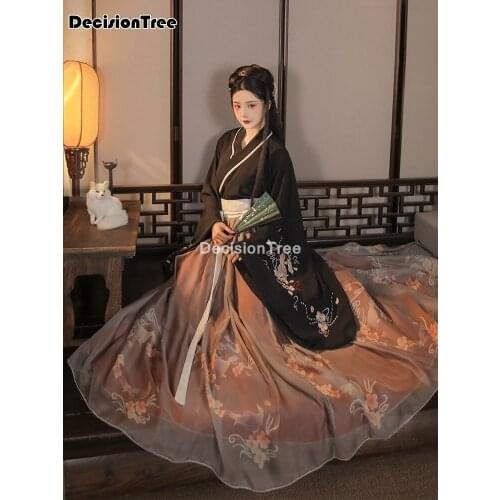 2021 hanfu folk dress for women ancient chinese costume hanfu dynasty style fancy vestidos vintage ancient dance festival outfit