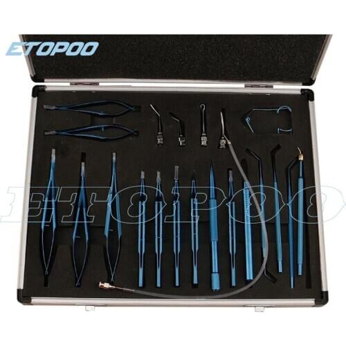 21PCS/set Titanium Alloy Eye Ophthalmic Cataract & Intraocular Set Surgical Instrument Eye Micro Surgery Tools with retail box