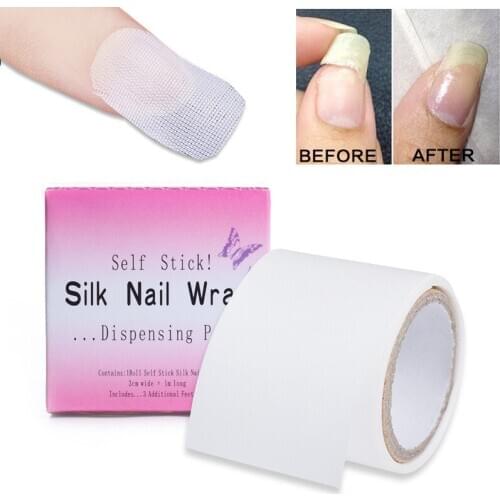 3*100 cm/roll Adhesive Silk Nail Wrap Fiberglass Nails Tape Reinforce White UV Gel Nail Fiber Acrylic DIY Nail Art Tool