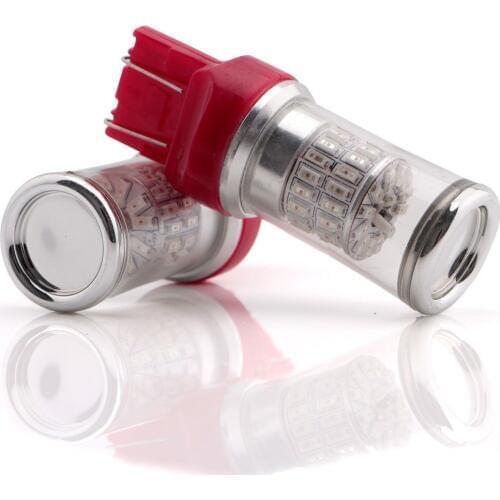 4x 7443 Bright Red Flashing Strobe Rear Safety Alert Brake Tail LED Lights Bulbs Constantly flashing for brake mode