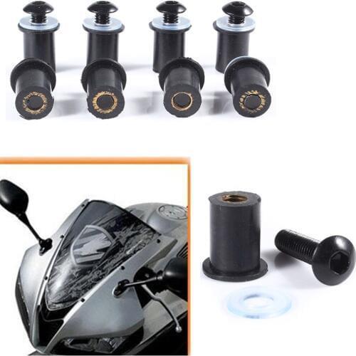 5mm Motorcycle Windshield Windscreen Bolt Screw Nut Fastener Kit Motorbike Automobiles Fairing Windshield Mounting Nuts