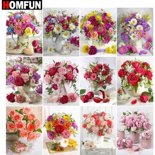 HOMFUN Full Square/Round Drill 5D DIY Diamond Painting "Flower scene" Embroidery Cross Stitch 5D Home Decor Gift
