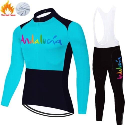 Andalucia Winter Thermal Fleece Jersey Ropa Equipacion Abbigliamento Maillot Hombre Completo Ciclismo Camisa Ciclismo Masculina
