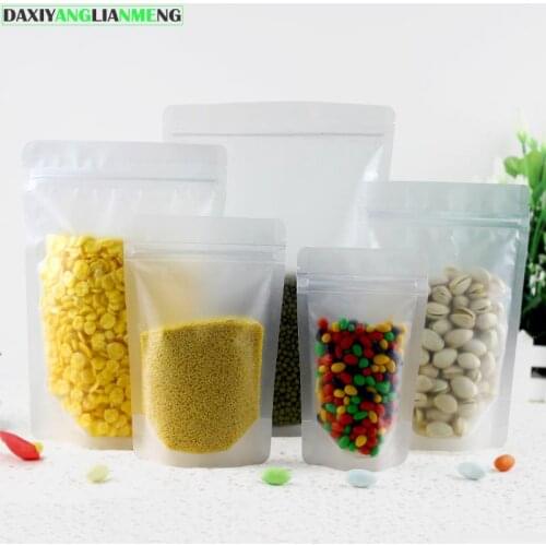 Free shipping 100pcs/lot 7sizes Frosted matte PET kitchen storage package zipper stand up packaging bags heat seal top zipper