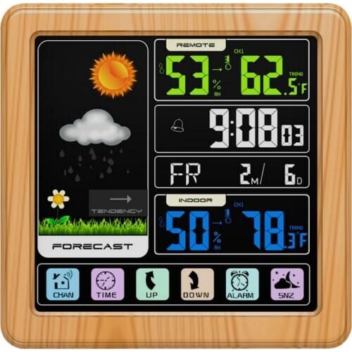 Wireless Automatic Electronic Weather Clock Thermometer and Hygrometer Digital Alarm Clock Multifunctional Color Screen Clock
