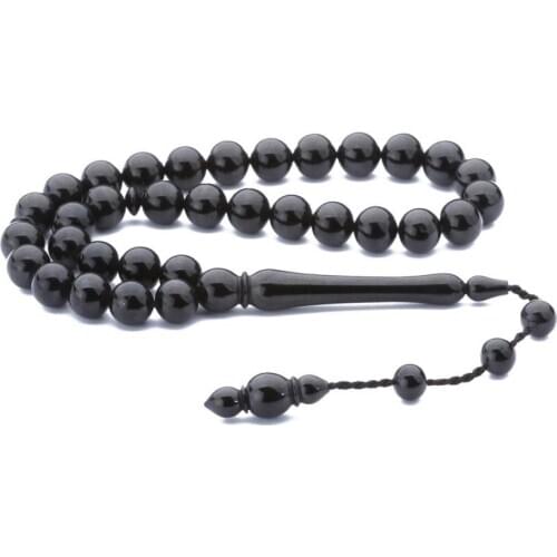 Black Natural Erzurum Jet Stone Prayer Bead Men Rosary Islamic Tasbih Made in Turkey