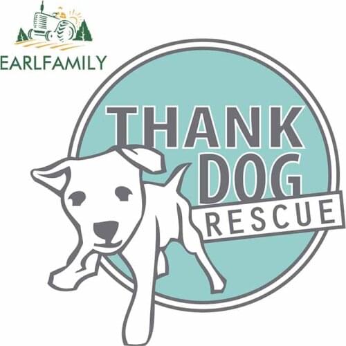 EARLFAMILY 13cm x 12.4cm For Thank Dog Rescue Cartoon Car Sticker Waterproof Decals Graffiti Decal Car Door Protector Creative