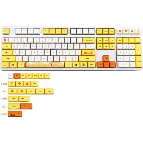 Dye subbed PBT Autumn Rhyme Keycap 129 Key XDA Profile Keycaps For MX Switch poker/dz60/gh60/gk61/gk64/68/84/RS96/108
