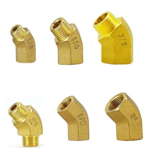 1/8" 1/4" 3/8" BSPP Female Male Thread Brass 45 Degree Elbow Pipe Fitting Coupler Connector Adpater