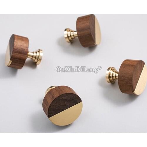 High Quality 10PCS European Brass+Walnut Furniture Handles Cupboard Wardrobe Drawer Kitchen TV Wine Cabinet Pulls Handles&Knobs