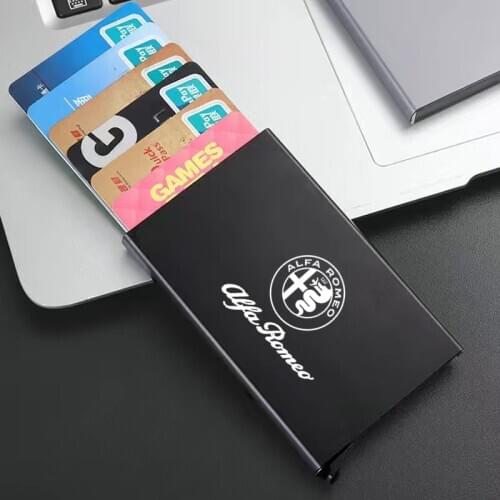 Metal Business Card Holder Creative Holder Credit Business Card Case Wallet Bag Mini Wallet For Alfa Romeo Giulia Stelvio 159