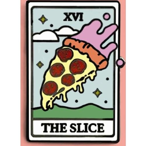 Cute Slice Pizza Tarot Card Enamel Pin Fashion Divination Art Creativity Lapel Pin Jacket Jeans Badge Brooch Fashion Accessories