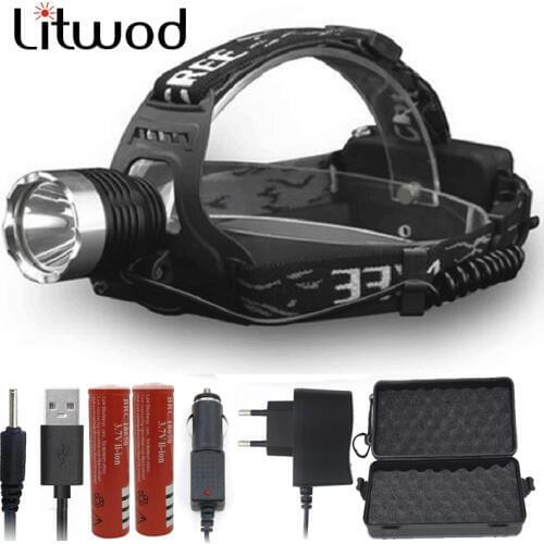 Headlamp Headlight Head Lamp Flashlight Torch Fishing Light Rechargeable Litwod 3000lm Xm-l Led Bulbs 2pcs 18650 Battery