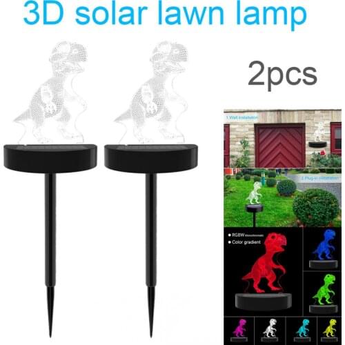 Outdoor Waterproof 3D Colorful Solar LED Lawn Light with Light Control for Yard Garden Decor Landscape Color Changing Stake