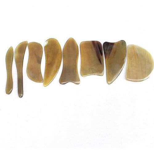 Natural Yellow Ox Horn Gua Sha Board Gouache Scraper Face Massage Facial Lift Neck Body Scraping Massage Physical Therapy Beauty