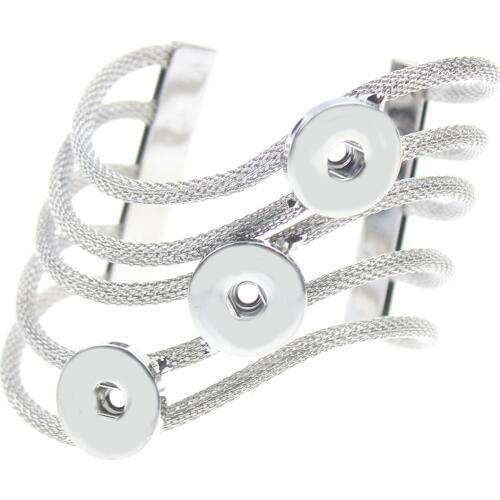2020 New 18MM Snap Jewelry 3 Buttons Snap Bracelet silver plated Bangles Metal Bracelet Button Jewelry