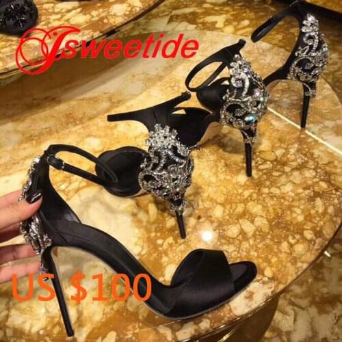 Newest embroidered leather sandals Artificial embroidery beads pumps bridal shoes ankle wrap high heels Dress silk Sandals