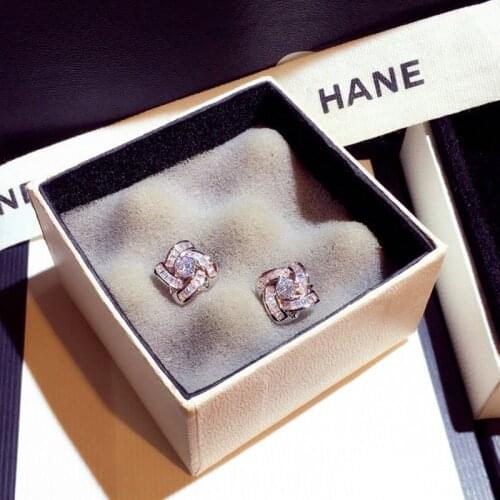 New Hot Sale S925 Silver Needle Fashion AAA Super Flash Set Rhinestone Geometric High Temperament Stud Earrings Jewelry Women